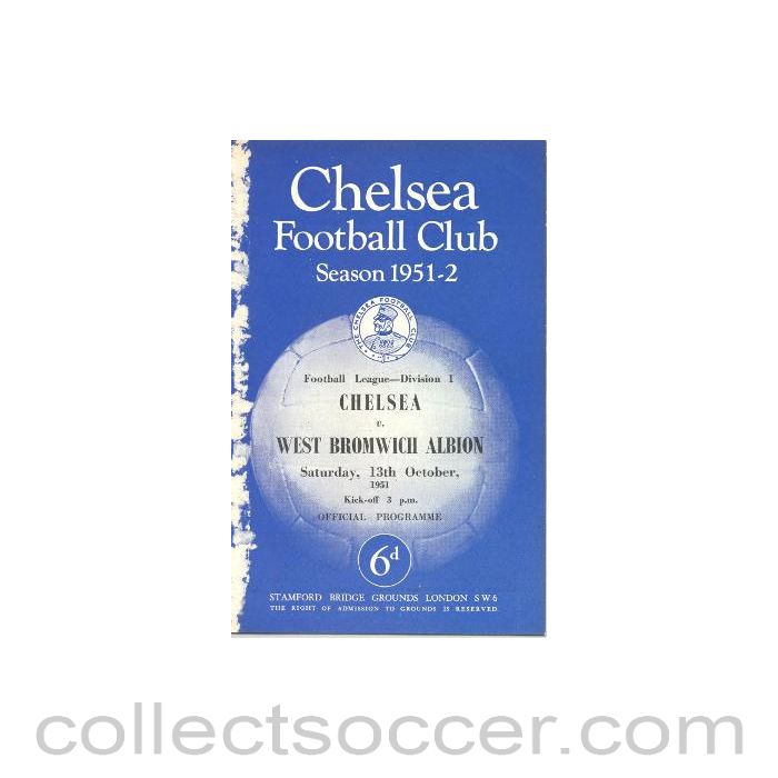 1951 - Chelsea v West Bromwich Albion official programme 13/10/1951