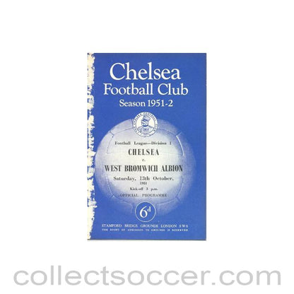 1951 - Chelsea v West Bromwich Albion official programme 13/10/1951