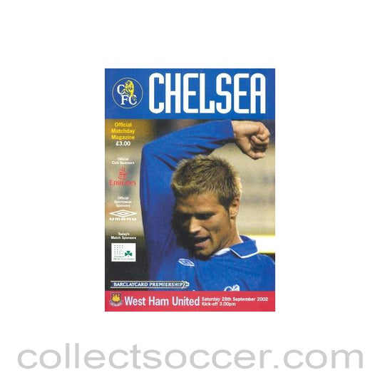 2002 - Chelsea v West Ham United official programme 28/09/2002
