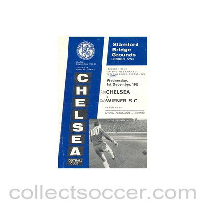 1965 - Chelsea v Wiener, Vienna, Austria official programme 01/12/1965