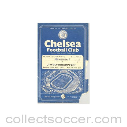 1958 - Chelsea v Wolverhampton Wanderers official programme 29/04/1958