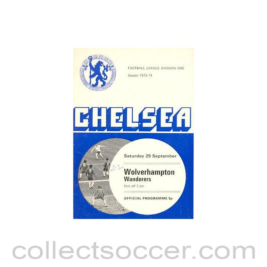 1973 - Chelsea v Wolverhampton Wanderers official programme 29/09/1973