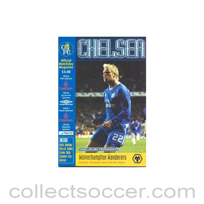 2004 - Chelsea v Wolverhampton Wanderers official programme 27/03/2004 Premier League