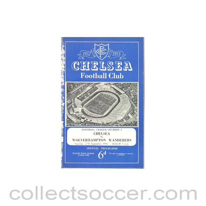 1952 - Chelsea v Wolverhampton Wanderers official programme 27/09/1952