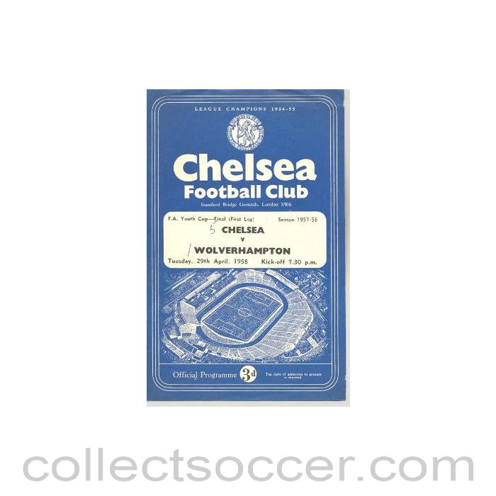1958 - Chelsea v Wolverhampton Wanderers official programme 29/04/1958