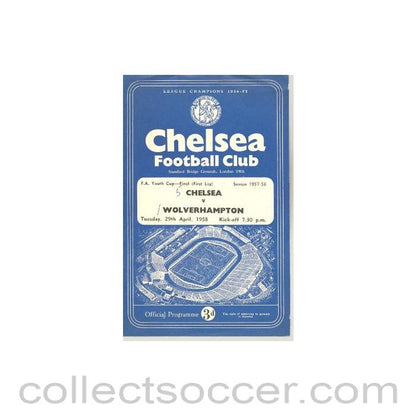 1958 - Chelsea v Wolverhampton Wanderers official programme 29/04/1958