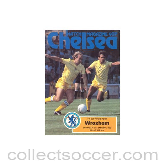 1982 - Chelsea v Wrexham official programme 23/01/1982 F.A. Cup