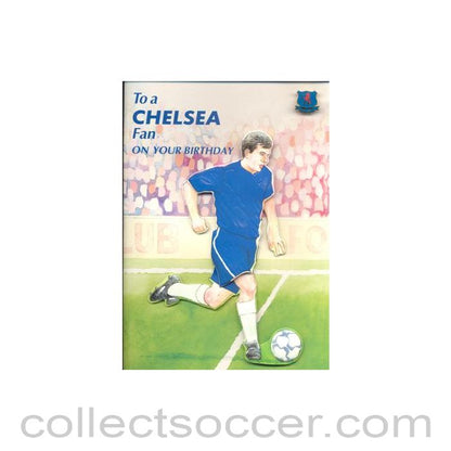To a Chelsea Fan on Your Birthday greetings card with a badge
