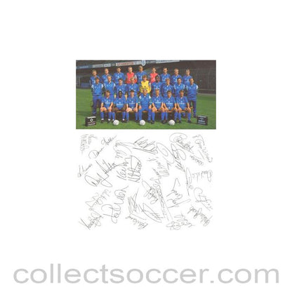 Chelsea card with a colour team photograph and facsimile signatures