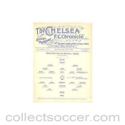 1936 - Chelsea Practice Match official programme 19/08/1936