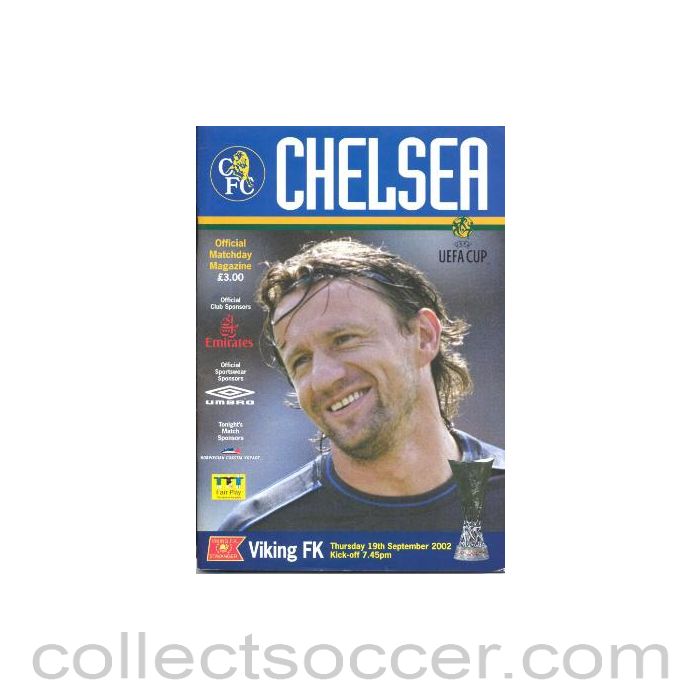 2002 - Chelsea v Viking programme 19/09/2002 UEFA Cup