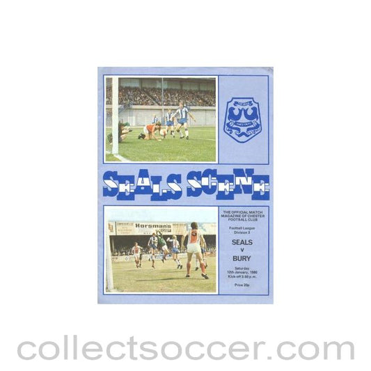 1980 - Chester City v Bury official programme 12/01/1980 League Cup