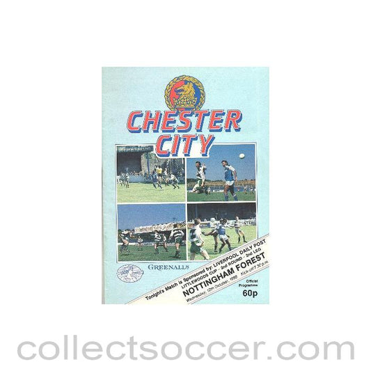 1988 - Chester City v Nottingham Forest official programme 12/10/1988 Littlewoods Cup