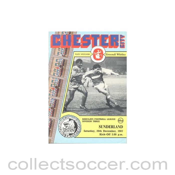 1987 - Chester City v Sunderland official programme 26/12/1987 Football League