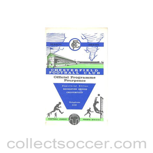 1964 - Chesterfield v Brighton & Hove Albion official programme 17/10/1964 Football League