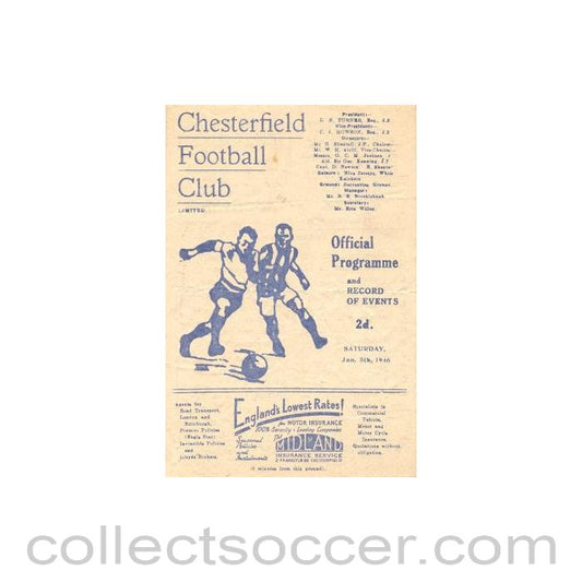1946 - Chesterfield v York City official programme 05/01/1946