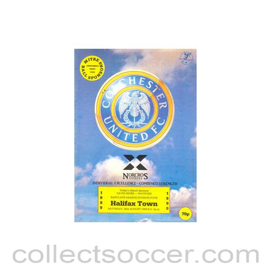 1989 - Colchester United v Halifax Town official programme 26/08/1989 League