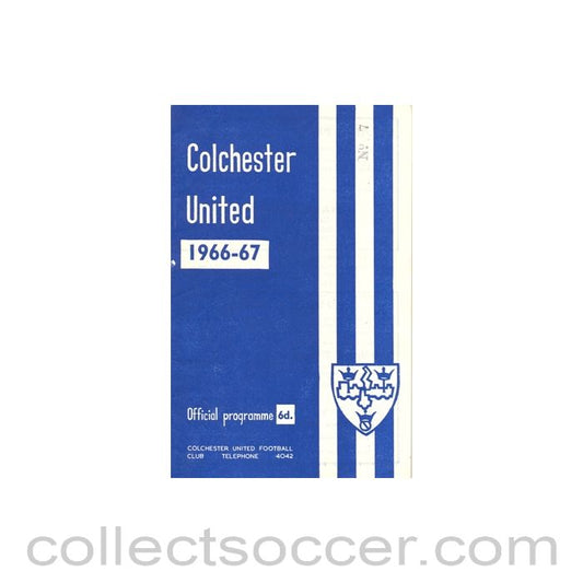 1967 - Colchester United v Reading official programme 25/02/1967