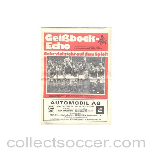 1979 - Cologne v Nottingham Forest football programme 25/04/1979 European Cup