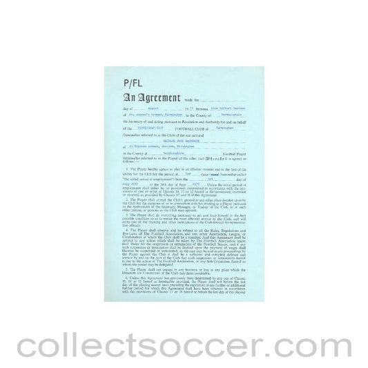 1977 - Contract For Hire of a Player between Birmingham City F.C. and Michael John Rathbone of 01/08/1977