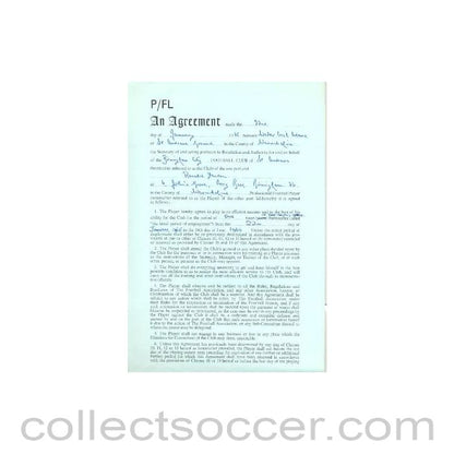 1965 - Contract For Hire of a Player between Birmingham City F.C. and Ronald Fenton of 22/01/1965