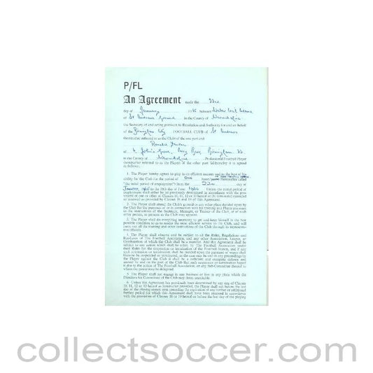 1965 - Contract For Hire of a Player between Birmingham City F.C. and Ronald Fenton of 22/01/1965