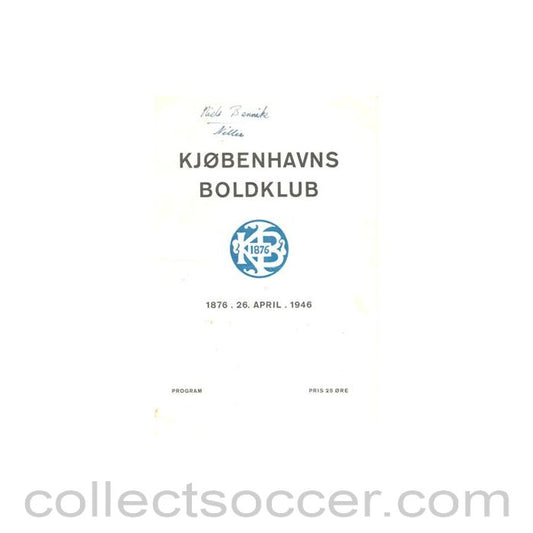 1946 - Copenhagen vChelsea official programme 26/04/1946 Friendly Match in connection with the 70th anniversary of Copenhagen F.C.