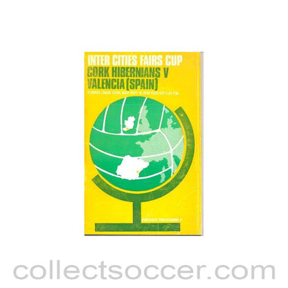 1970 - Cork Hibernians v Valencia Inter Cities Fairs Cup official programme 16/09/1970