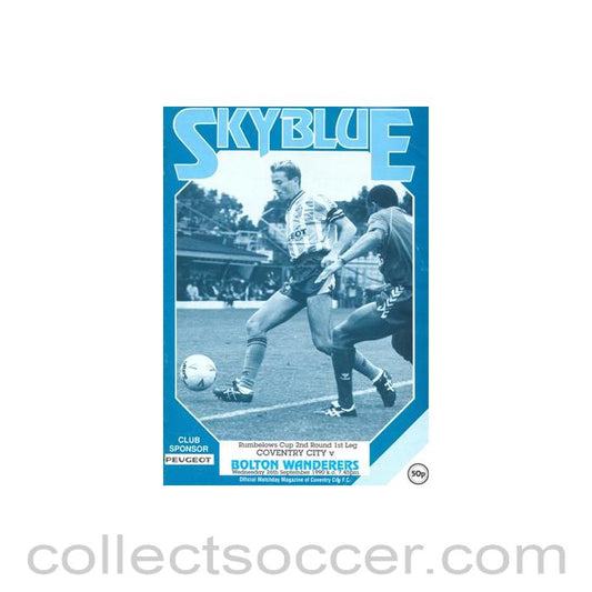 1990 - Coventry City v Bolton Wanderers official programme 26/09/1990 Rumbelows Cup