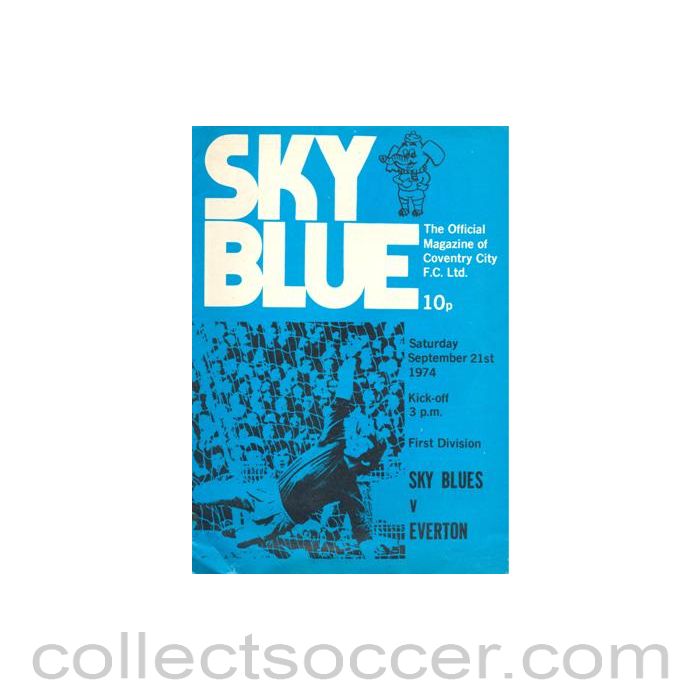 1974 - Coventry City v Everton official programme 21/09/1974 Football League