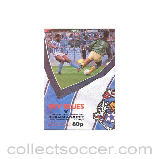 1986 - Coventry City v Oldham Athletic official programme 28/10/1986