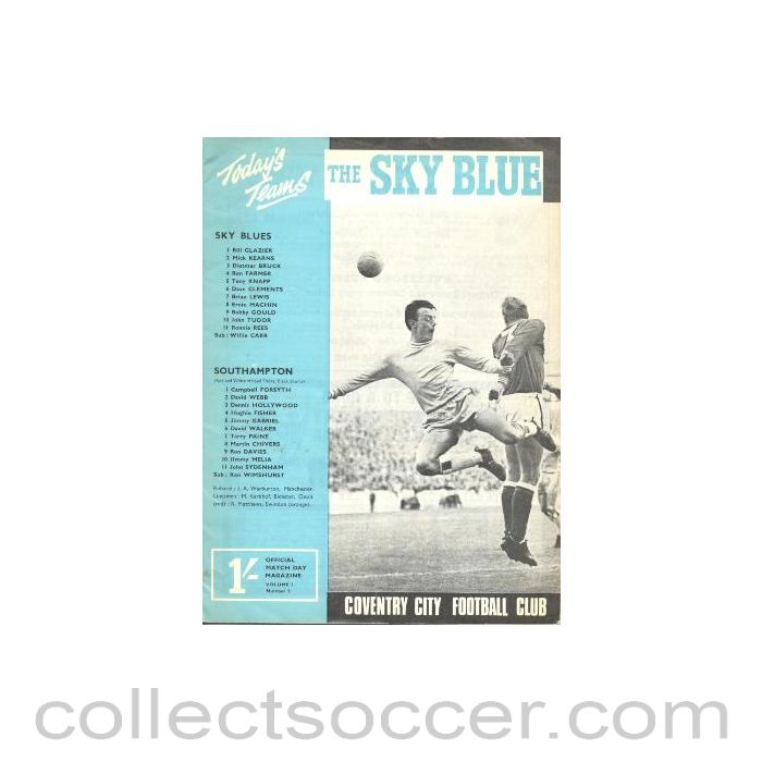1967 - Coventry City v Southampton official programme 05/09/1967 Football League
