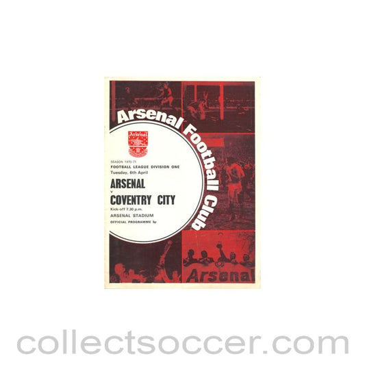 1971 - Arsenal v Coventry City official programme 06/04/1971