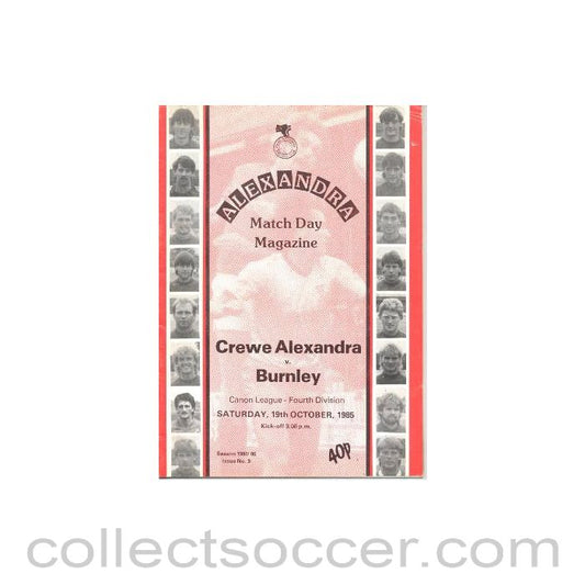 1985 - Crewe Alexandra v Burnley official programme 19/10/1985