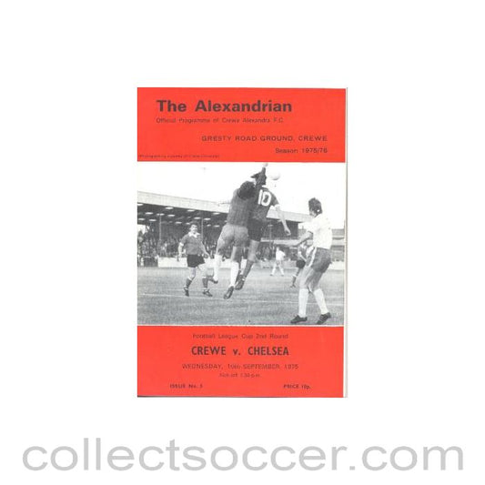 1975 - Crewe Alexandra vChelsea official programme 10/09/1975