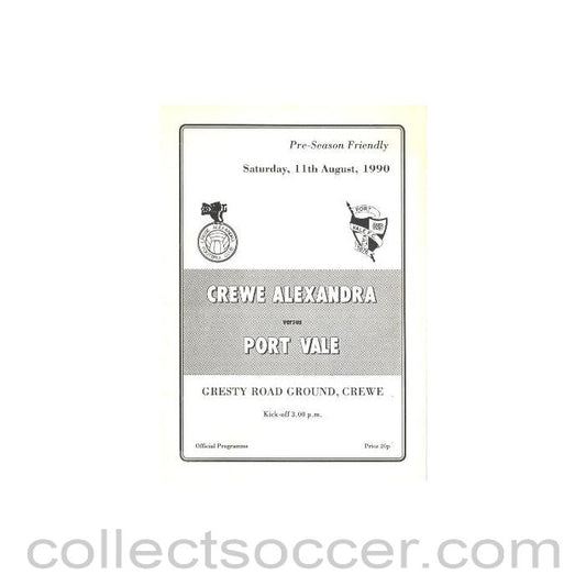 1990 - Creve Alexandra v Port Vale official programme 11/08/1990