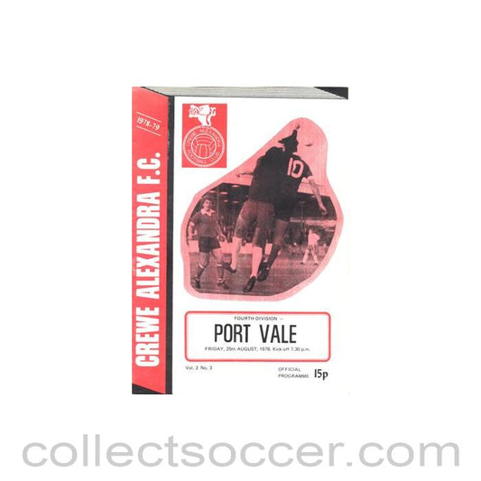 1978 - Crewe Alexandra v Port Vale official programme 25/08/1978 Football League