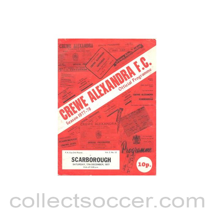 1977 - Crewe Alexandra v Scarborough official programme 17/12/1977 F.A. Cup