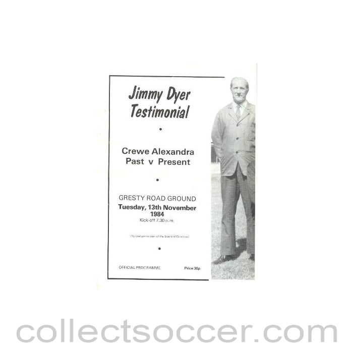 1950 - Creve Alexandra - Past v Present official programme 04/02/1950 Jimmy Dyer Testimonial Match