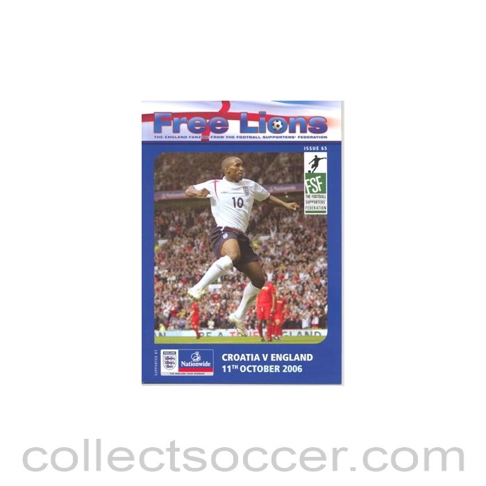 2006 Croatia v England EFST programme 11/10/2006 Free Lions