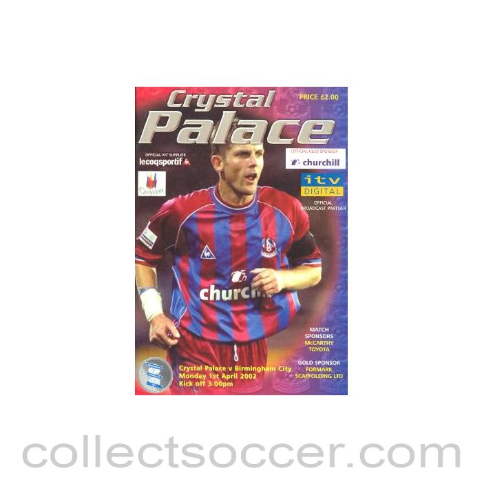 2002 - Crystal Palace v Birmingham City official programme 01/04/2002