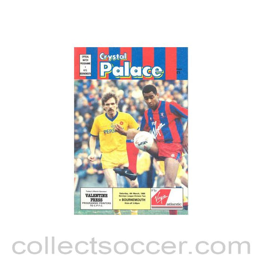 1989 - Crystal Palace v Bournemouth official programme 04/03/1989 Football League