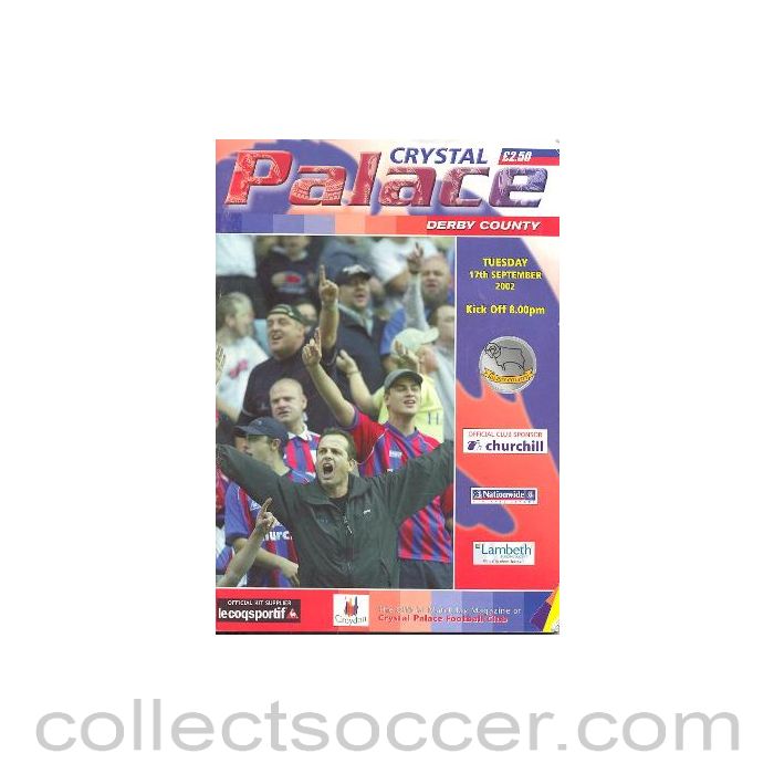 2002 - Crystal Palace v Derby County official programme 17/09/2002