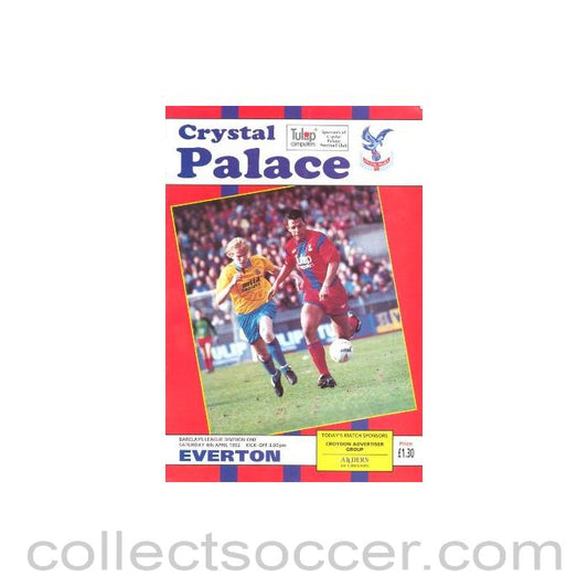 1992 - Crystal Palace v Everton official programme 04/04/1992