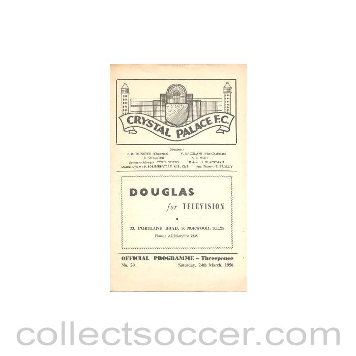 1956 - Crystal Palace v Leyton Orient official programme24/03/1956