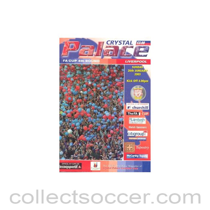 2003 - Crystal Palace v Liverpool official programme 26/01/2003