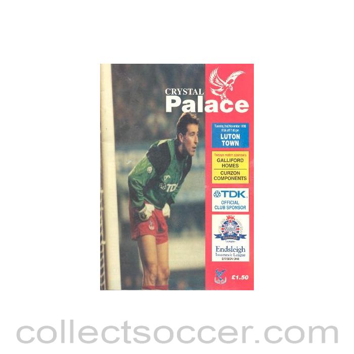 1993 - Crystal Palace v Luton Town official programme 02/11/1993