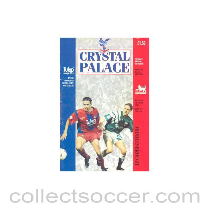 1993 - Crystal Palace v Middlesbrough official programme 12/04/1993