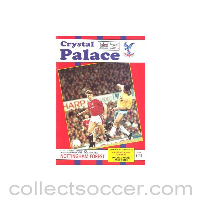 1992 - Crystal Palace v Nottingham Forest official programme 03/03/1992