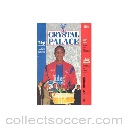 1992 - Crystal Palace v Oldham Athletic official programme 12/09/1992